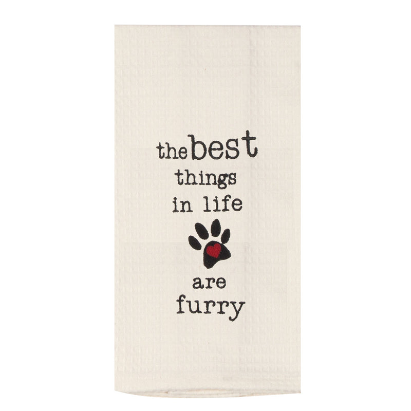 The Best Things in Life are Furry Tea Towel