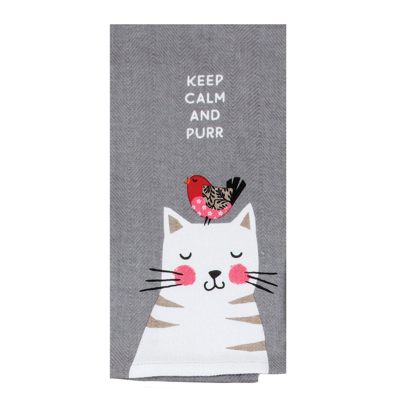 Cat - Keep Calm and Purr Tea Towel