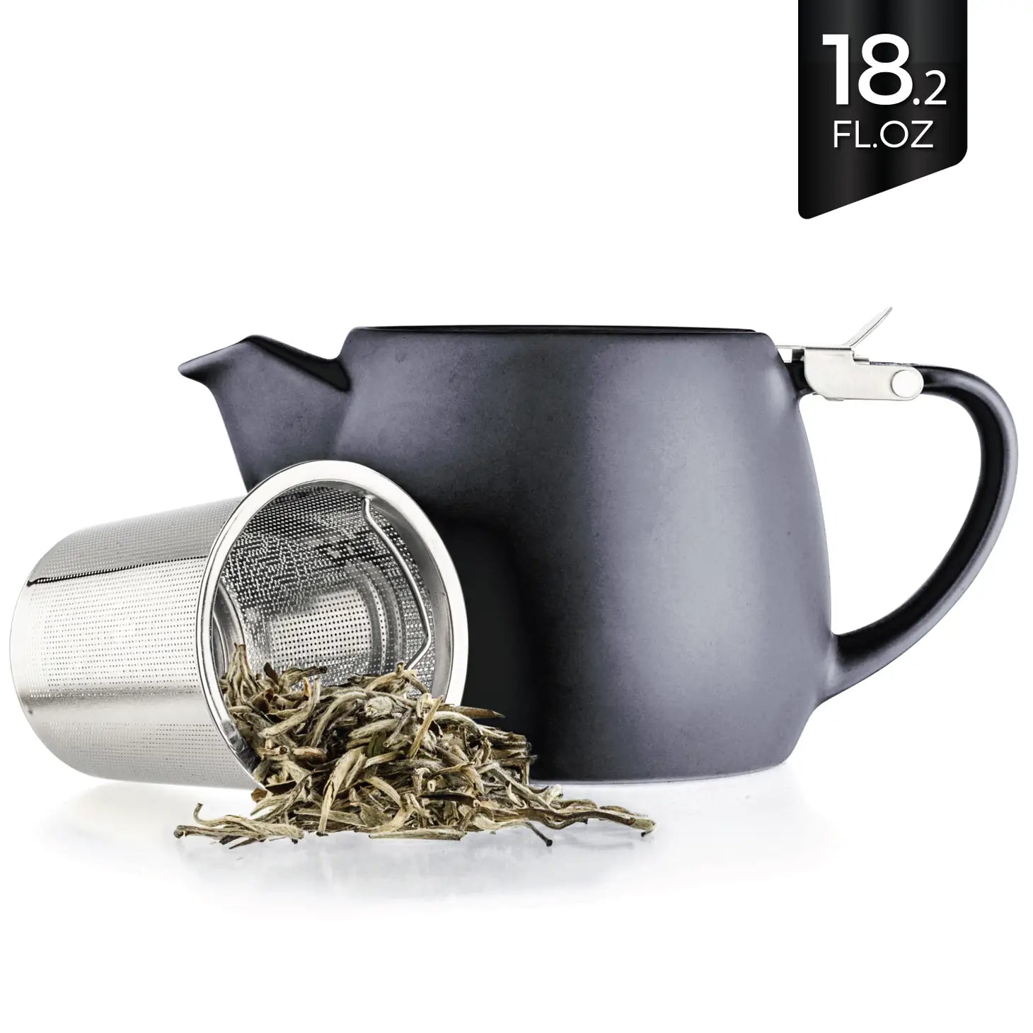 Pluto Black Porcelain Teapot Infuser 18.2 oz.