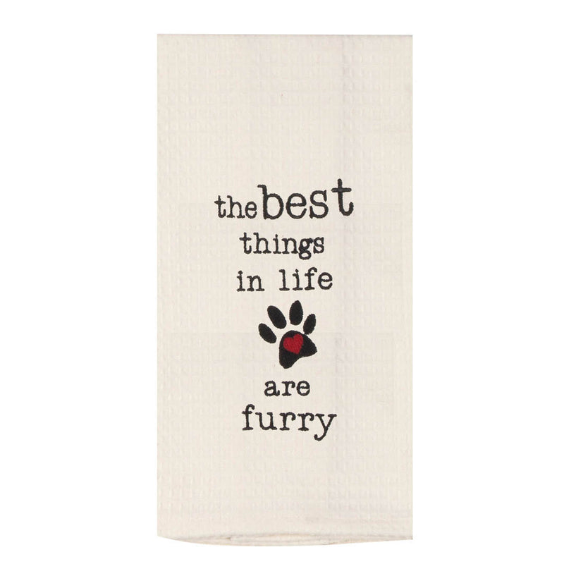 Furry Embroidered Waffle Towel - Kay Dee