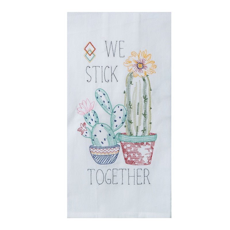 SW - We Stick Together Embroidered Tea Towel