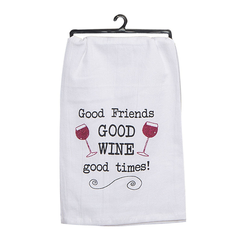 Friends - Good Friends Good Wine Tea Towel