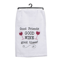 Friends - Good Friends Good Wine Tea Towel